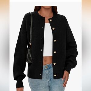 Black Cardigan with Heart Buttons
